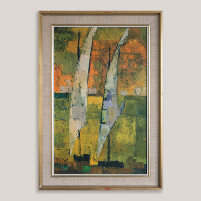 Vintage Abstract Seascape with Two Sailing Boats