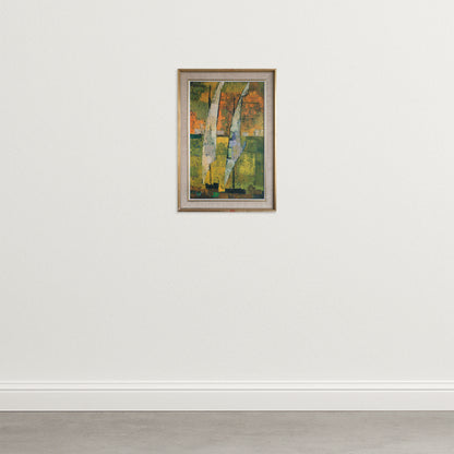 Vintage Abstract Seascape with Two Sailing Boats