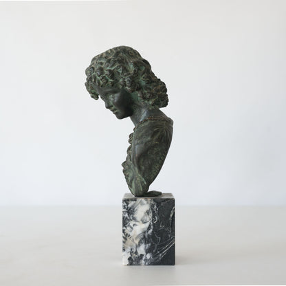 Signed Bronze Bust of a Young Woman on a Marble Base – Possibly After Hippolyte François Moreau