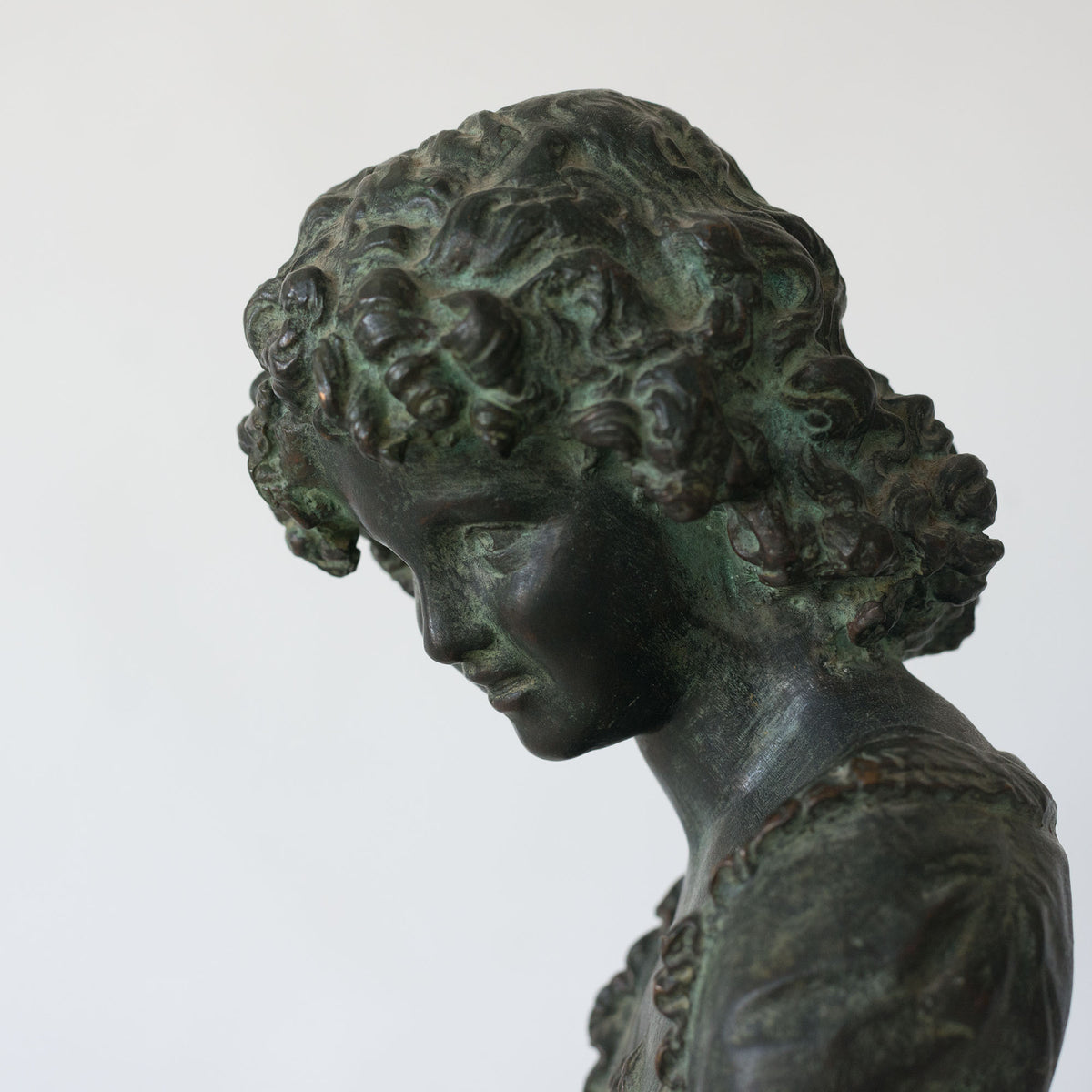 Signed Bronze Bust of a Young Woman on a Marble Base – Possibly After Hippolyte François Moreau