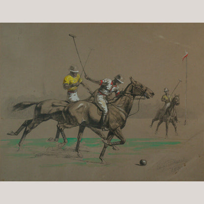 Equestrian Sporting Scenes – Deauville Polo and Longchamp Horse Race by Eugène Pechaubès