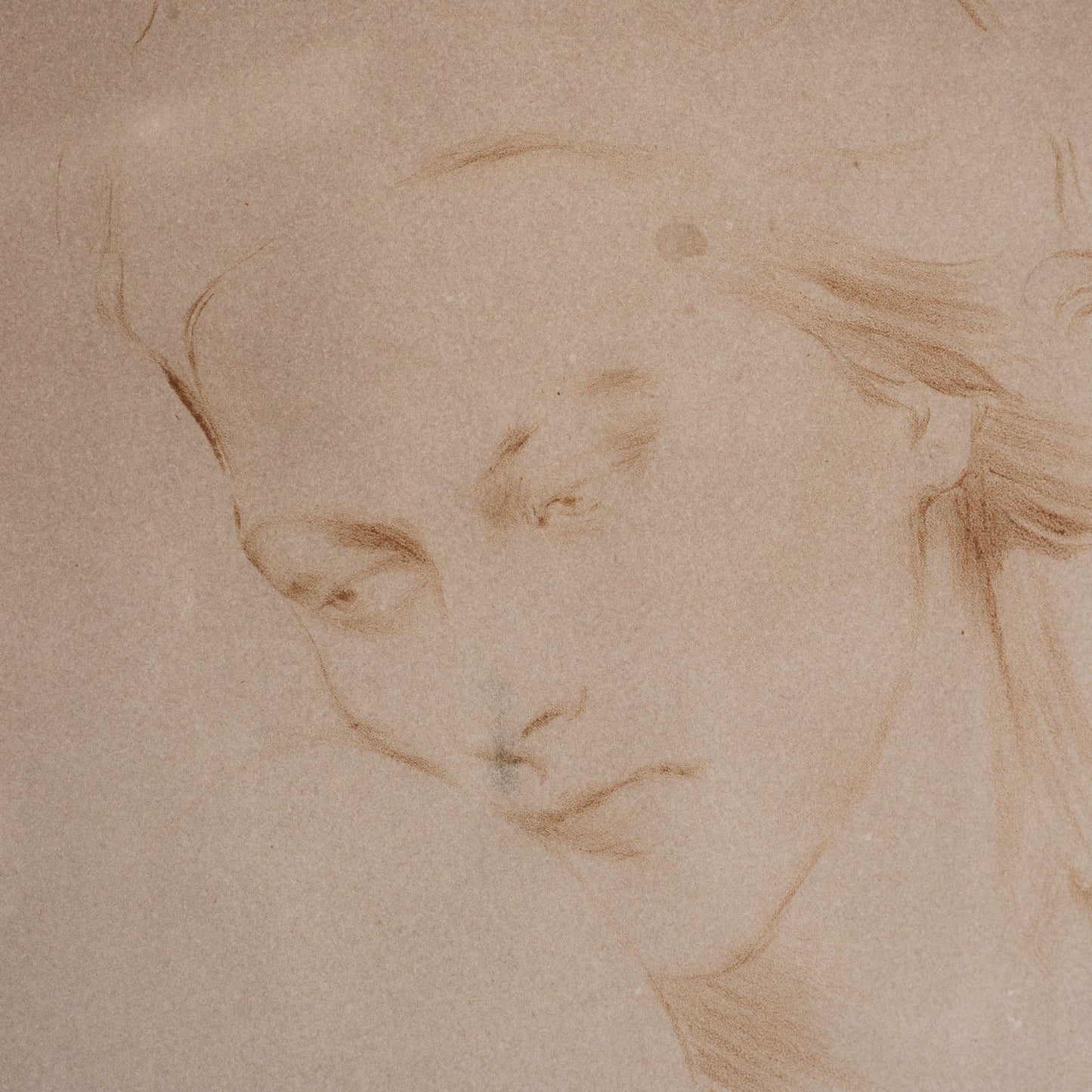 Female Portrait Study Drawing -  signed - 19th Century