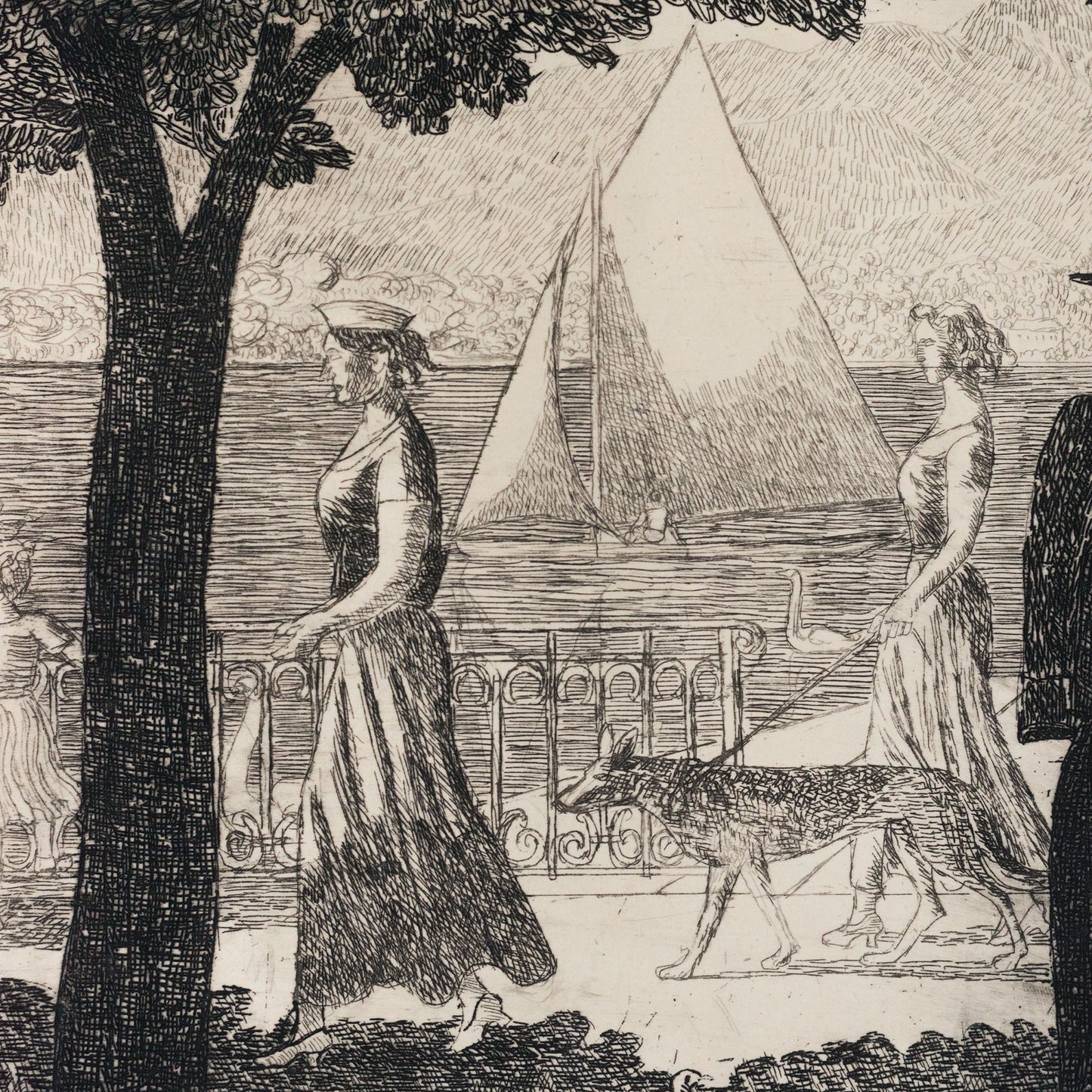 Lakeside Promenade Scene by Karl Otto Hügin