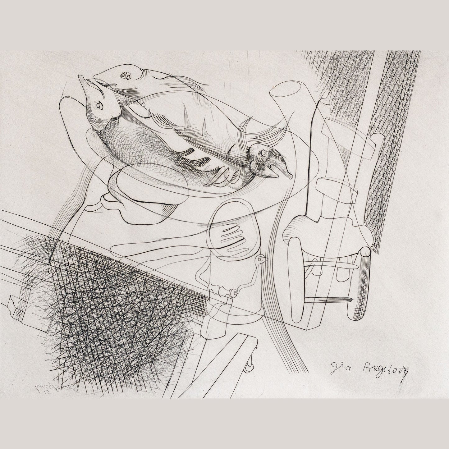 Poissons – Signed Engraving – Géa Augsbourg