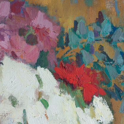 Floral Still Life Colourist Oil Painting – Signed (Artist Unidentified)