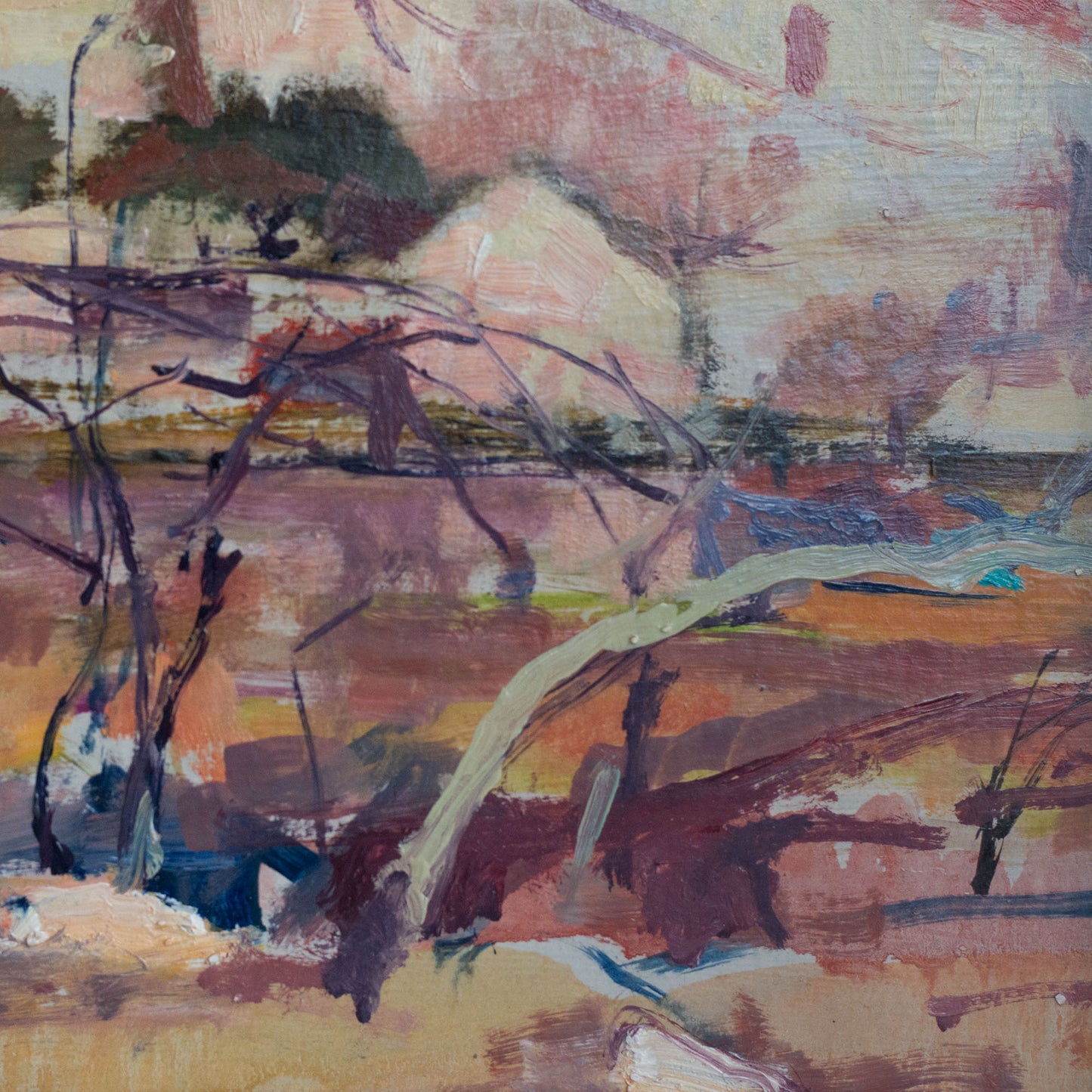 Landscape Study inscribed on reverse “Santiga” – Oil and Mixed Media Painting