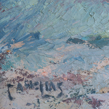 Vintage Expressionist Landscape – Oil on Canvas, Signed, Artist Unidentified