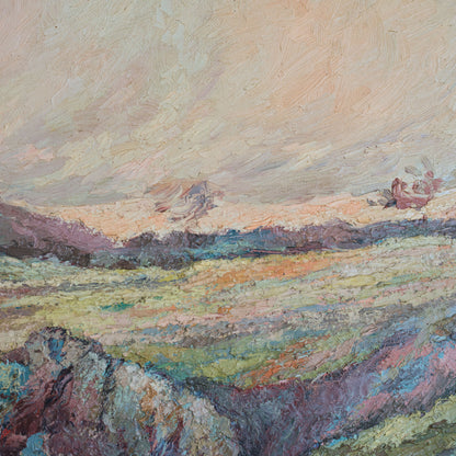 Vintage Expressionist Landscape – Oil on Canvas, Signed, Artist Unidentified