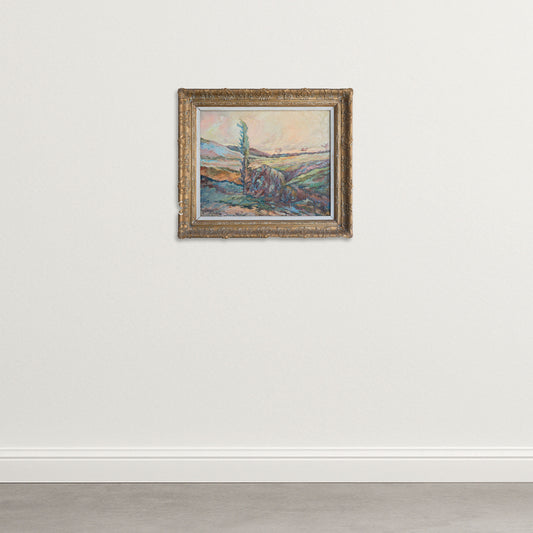 Expressionist Landscape – Oil on Canvas, Signed, Artist Unidentified