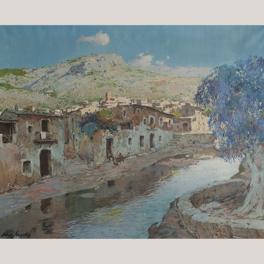 Mediterranean Riverside Village Landscape by Francisco Payà Sanchís