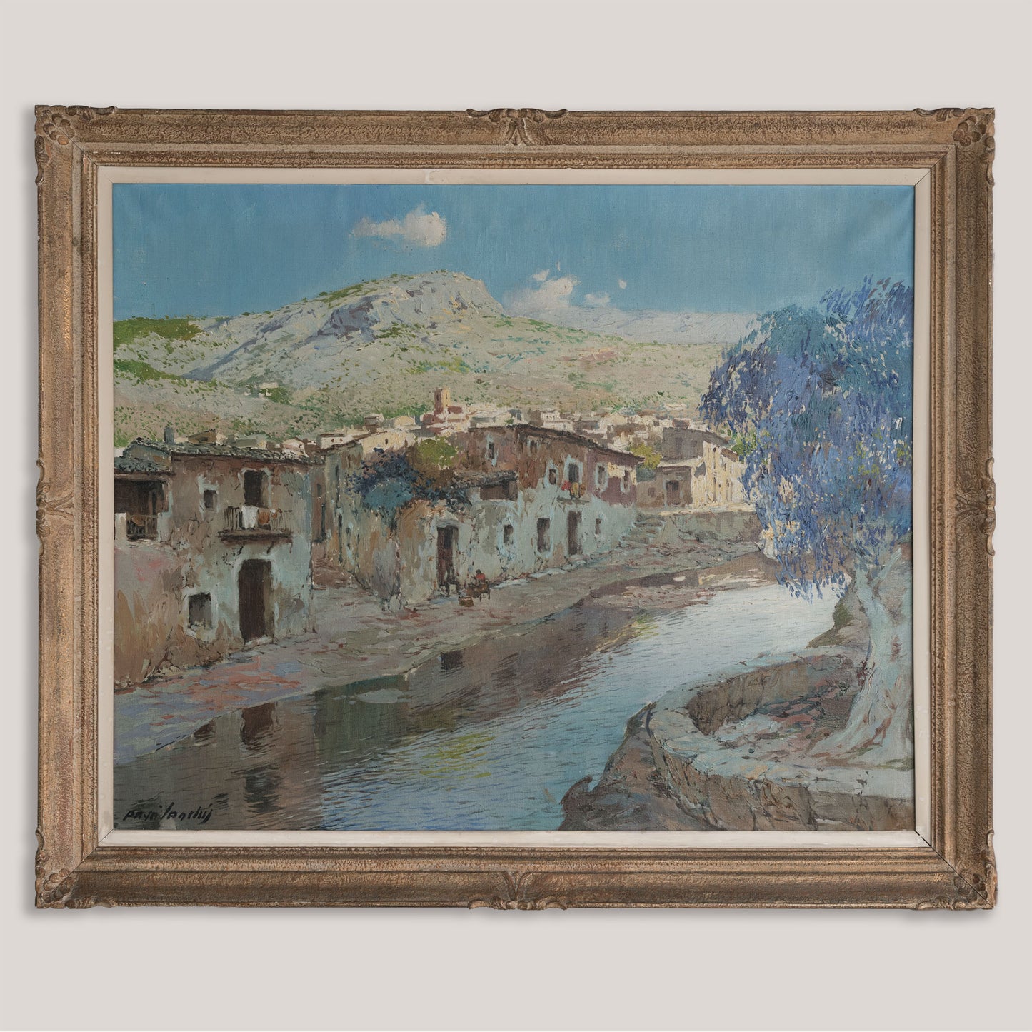 Mediterranean Riverside Village Landscape by Francisco Payà Sanchís