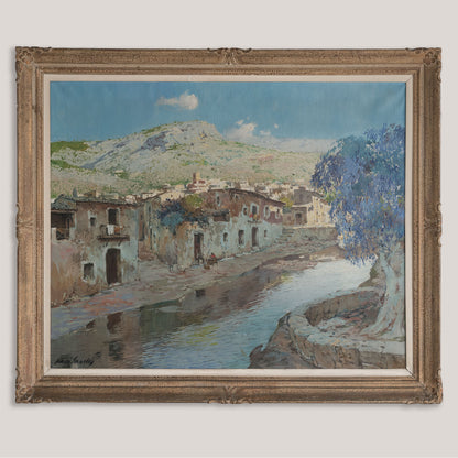 Mediterranean Riverside Village Landscape by Francisco Payà Sanchís