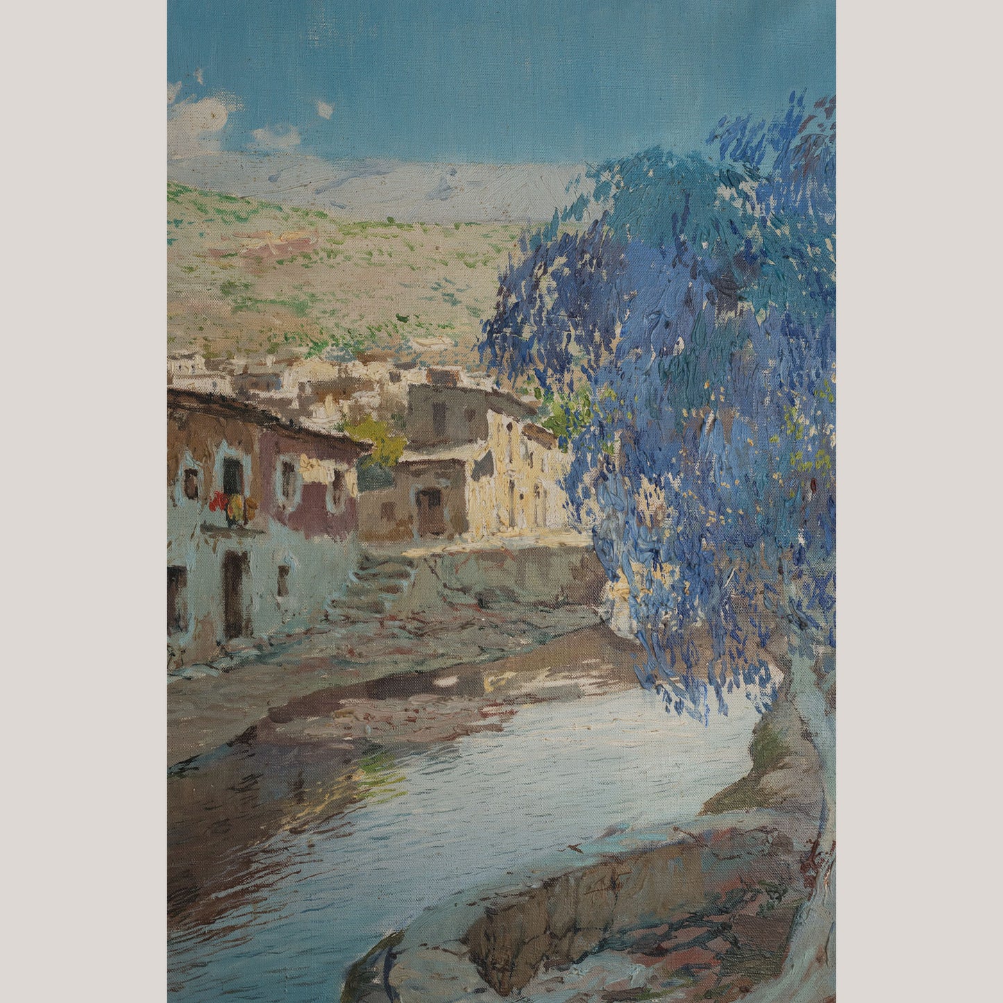 Mediterranean Riverside Village Landscape by Francisco Payà Sanchís