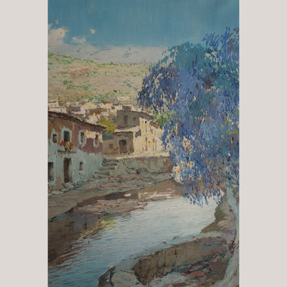Mediterranean Riverside Village Landscape by Francisco Payà Sanchís