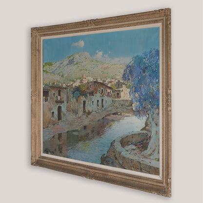Mediterranean Riverside Village Landscape by Francisco Payà Sanchís