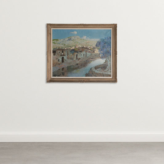 Mediterranean Riverside Village Landscape by Francisco Payà Sanchís