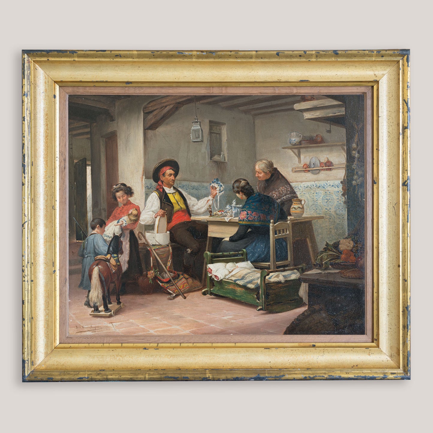 Travelling Toy Seller by Tomás García Sampedro (1860–1937) - Oil on Panel, 1899