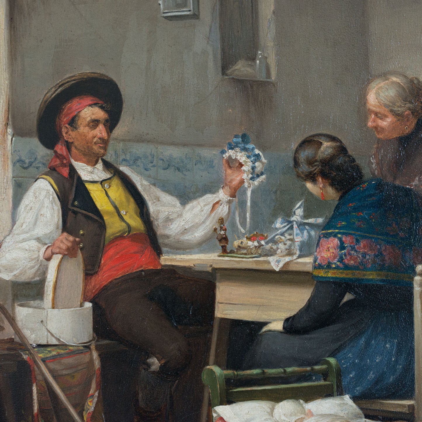 Travelling Toy Seller by Tomás García Sampedro (1860–1937) - Oil on Panel, 1899