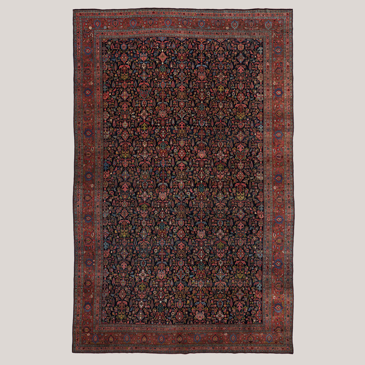 Palace-Size Antique Persian Mashad Rug – 605 cm × 390 cm