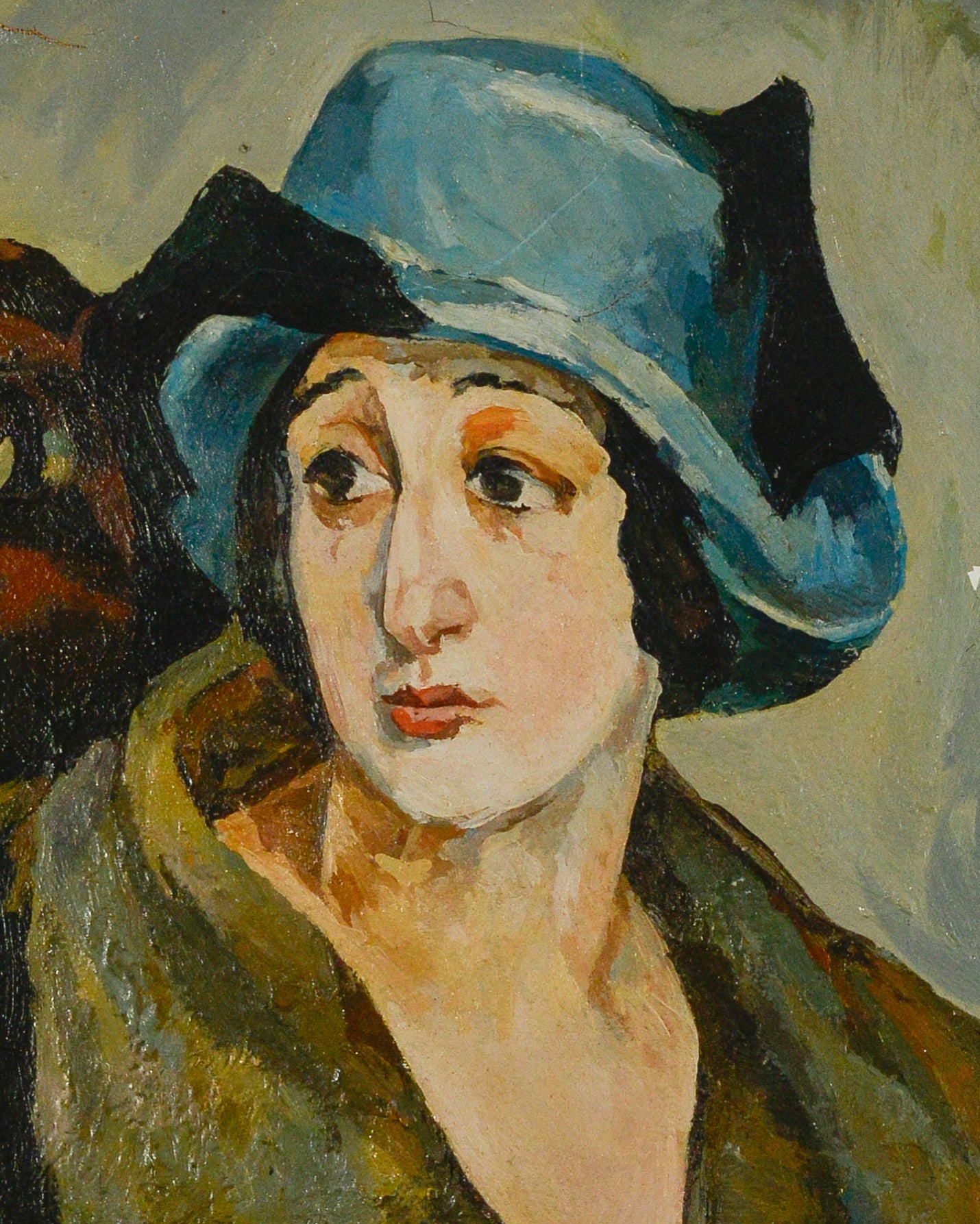 Woman with Blue Hat - Oil on canvas