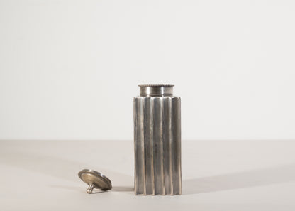 1930s White Metal Fluted Storage Jar with Quality Craftsmanship