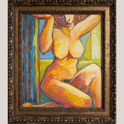 Neo-expressionist female nude –  Oil on Canvas by Jesús López Sánchez