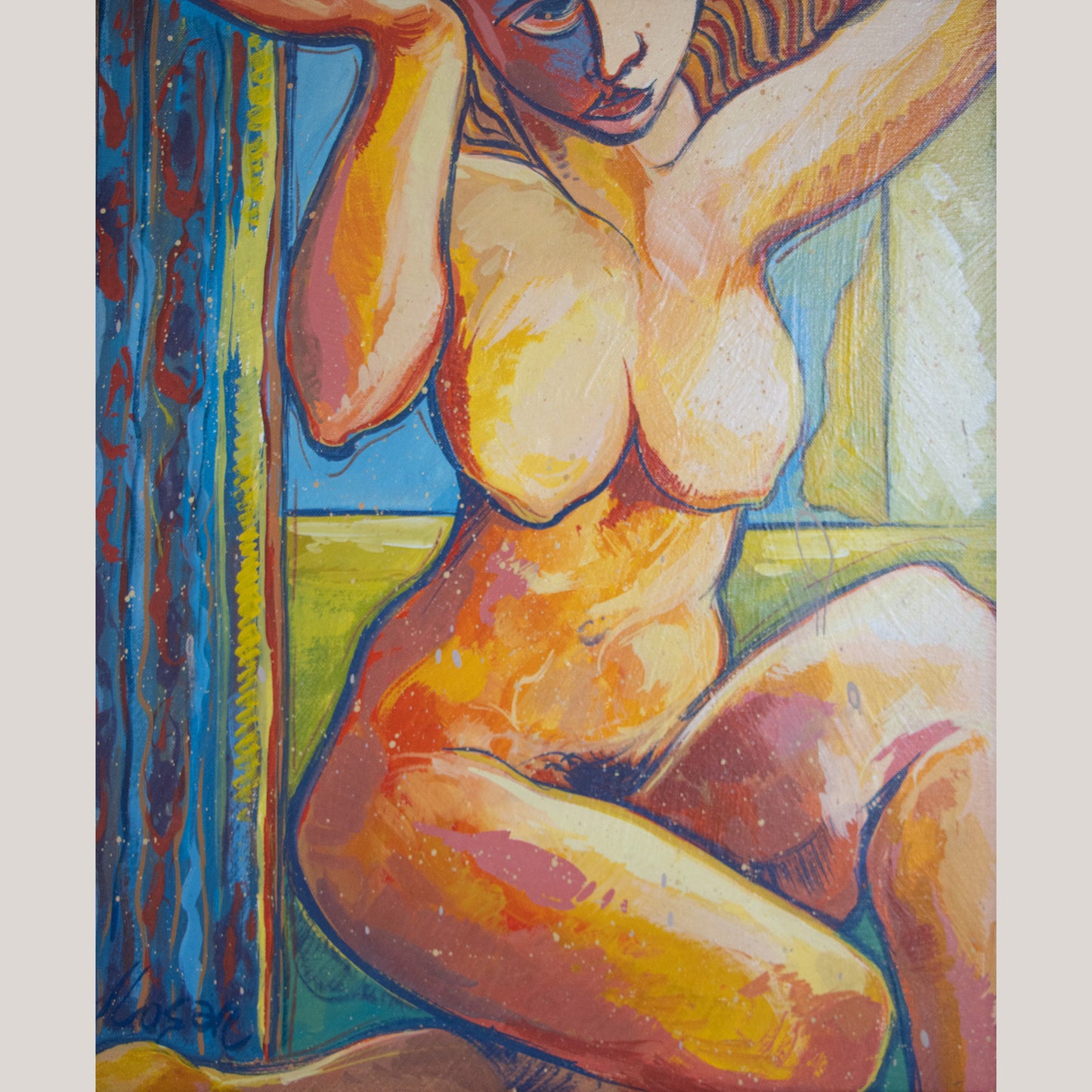 Neo-expressionist female nude –  Oil on Canvas by Jesús López Sánchez