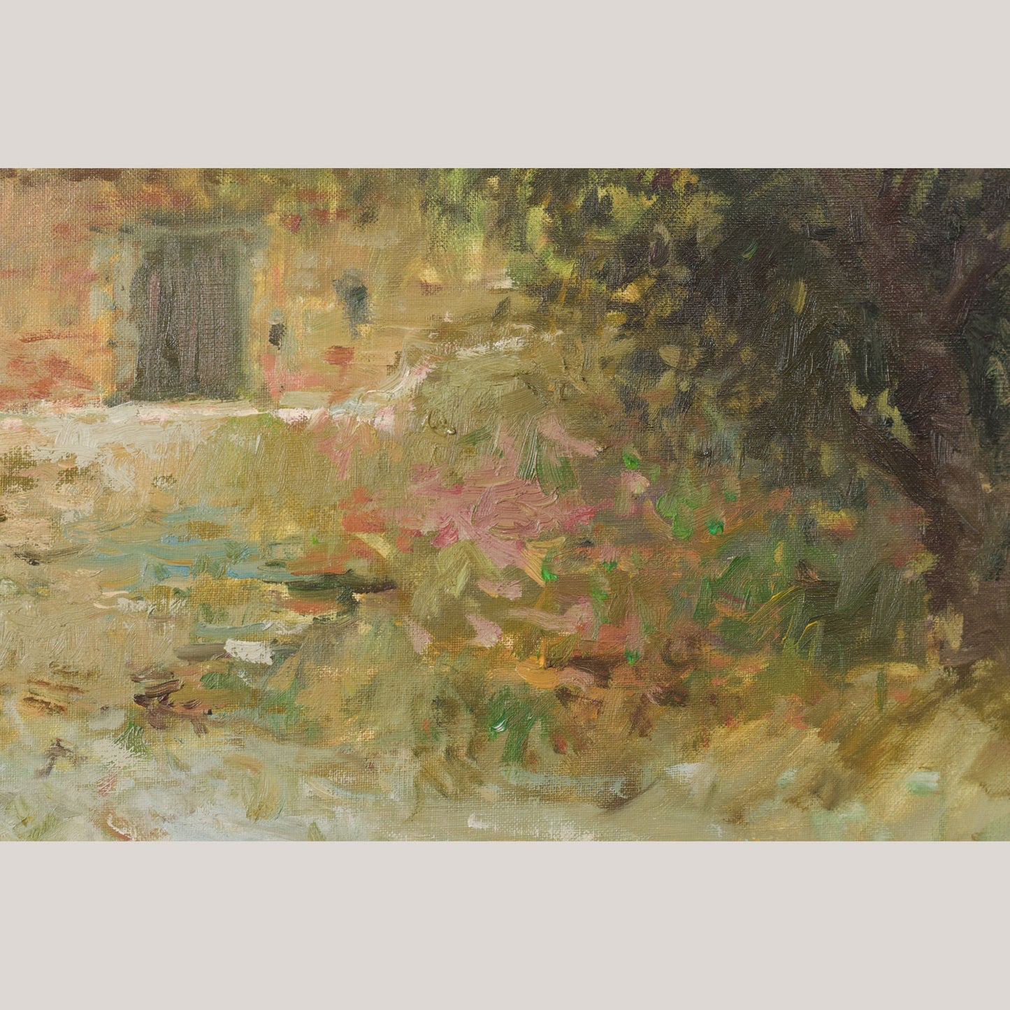 Joan Ramon Palau Junca - Impressionist Painting with River and Chalets