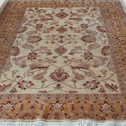 Vintage Afghan Chobi Ziegler Hand-Knotted Rug – Botanical Pattern