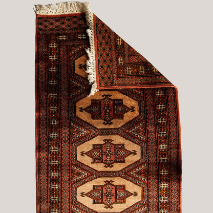 Turkmen Hand-Knotted Wool Rug – Traditional Geometric Design - Vintage
