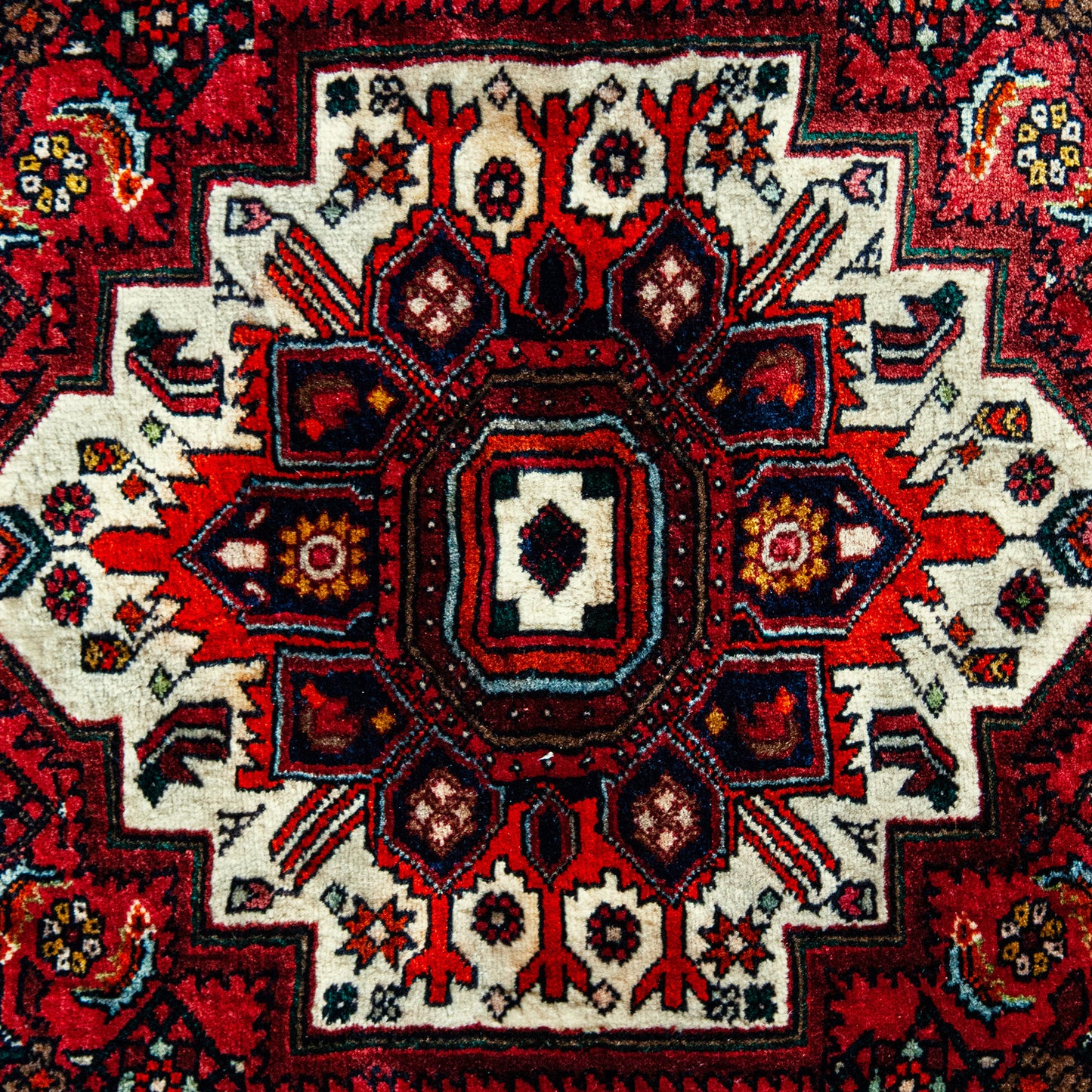 Hand-Knotted Vintage Persian Heriz Rug