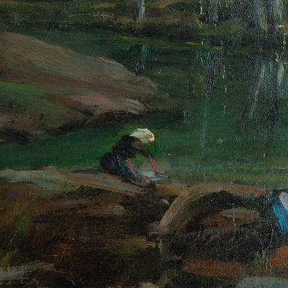 Women Washing by the Riverbank – Joaquim Vayreda y Vila -  Barbizon School