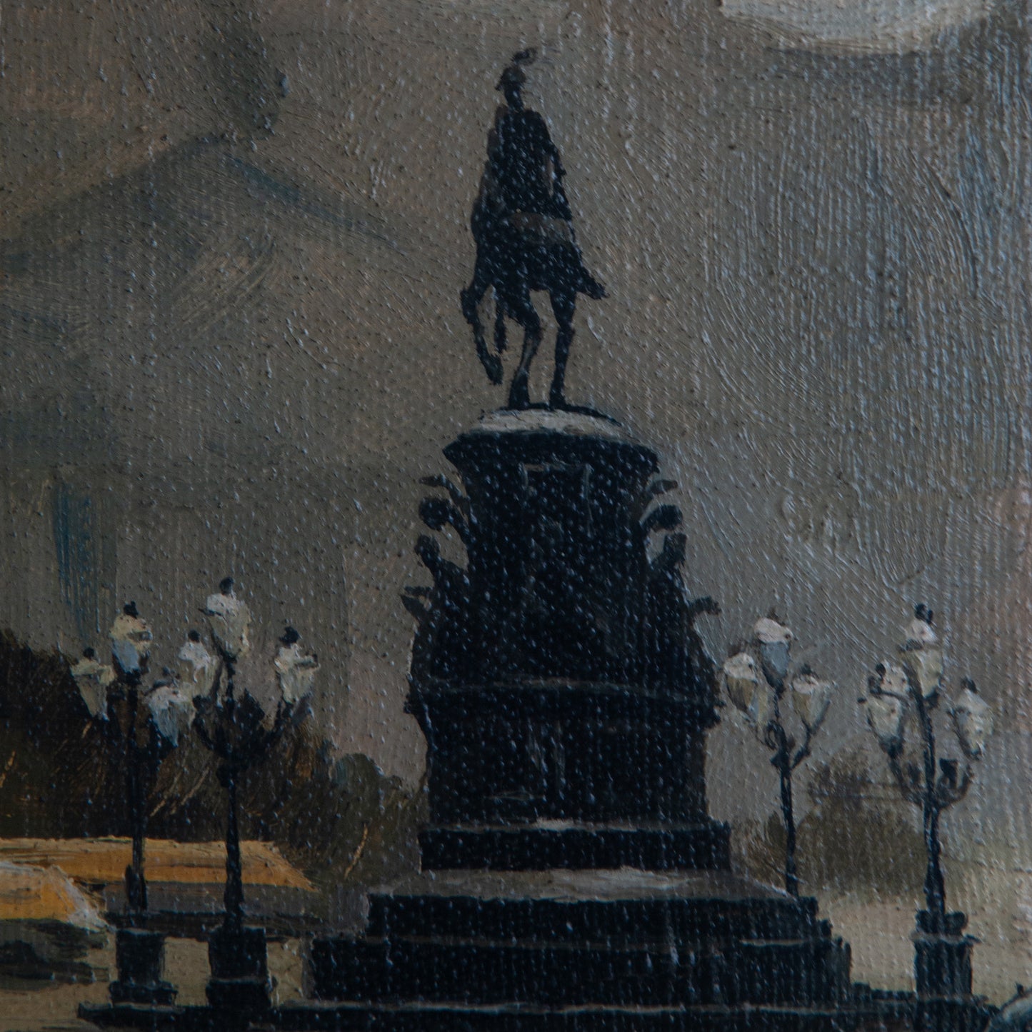 Equestrian Monument in the Mist – Follower Boris Alexeyevich Semyonov – Oil on Canvas
