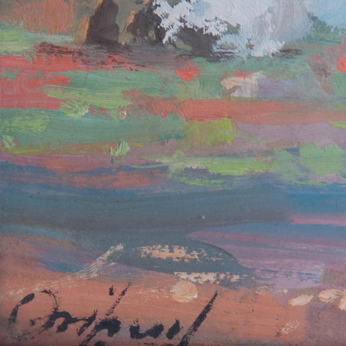 Impressionist Oil – Gypsy Camp Scene – Signed Oil