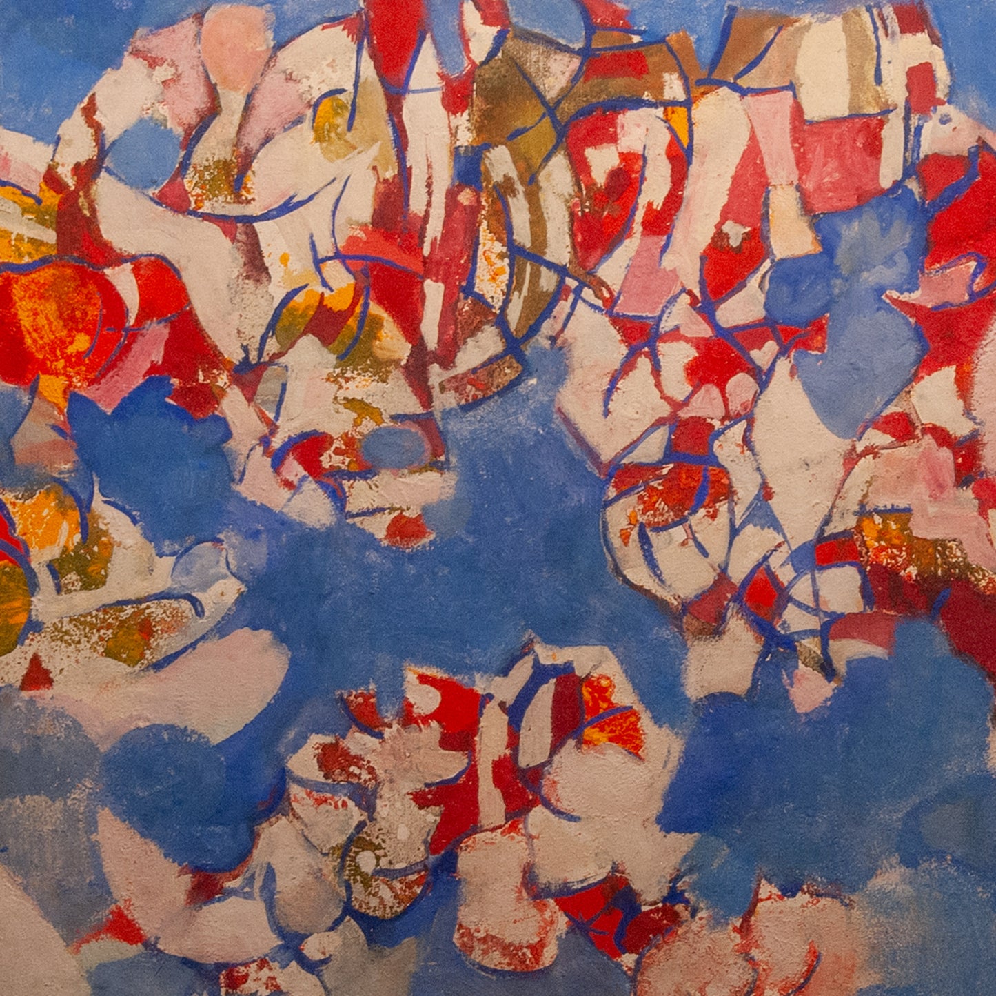 Abstract Composition in Blue and Red