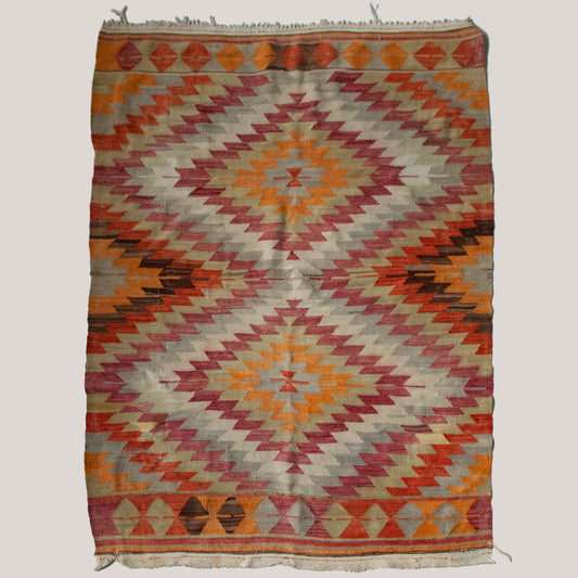 Geometric Anatolian Kilim Textile