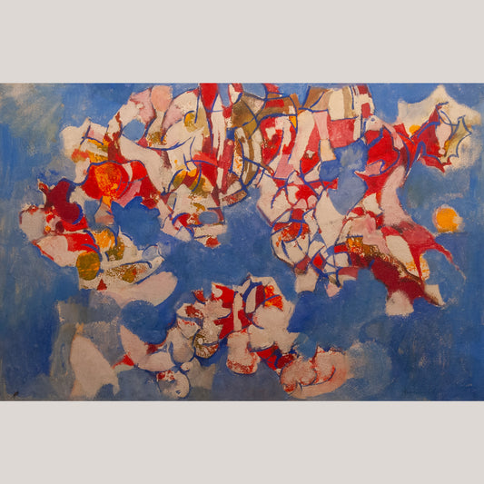Abstract Composition in Blue and Red