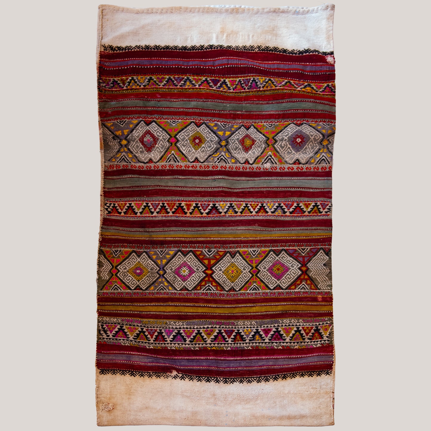Vintage Hand Knotted Anatolian Geometric Woven Bag - Turkey