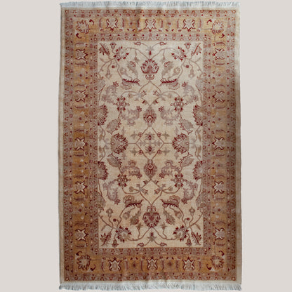 Vintage Afghan Chobi Ziegler Hand-Knotted Rug – Botanical Pattern