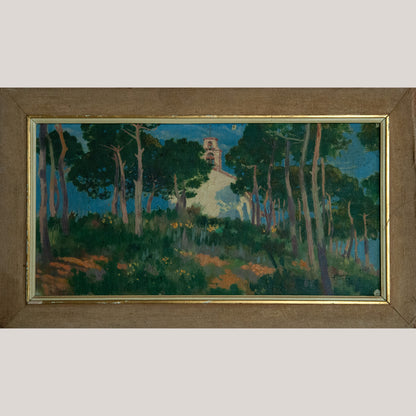 Chapel Among the Pine Trees – Colourist Oil on Canvas