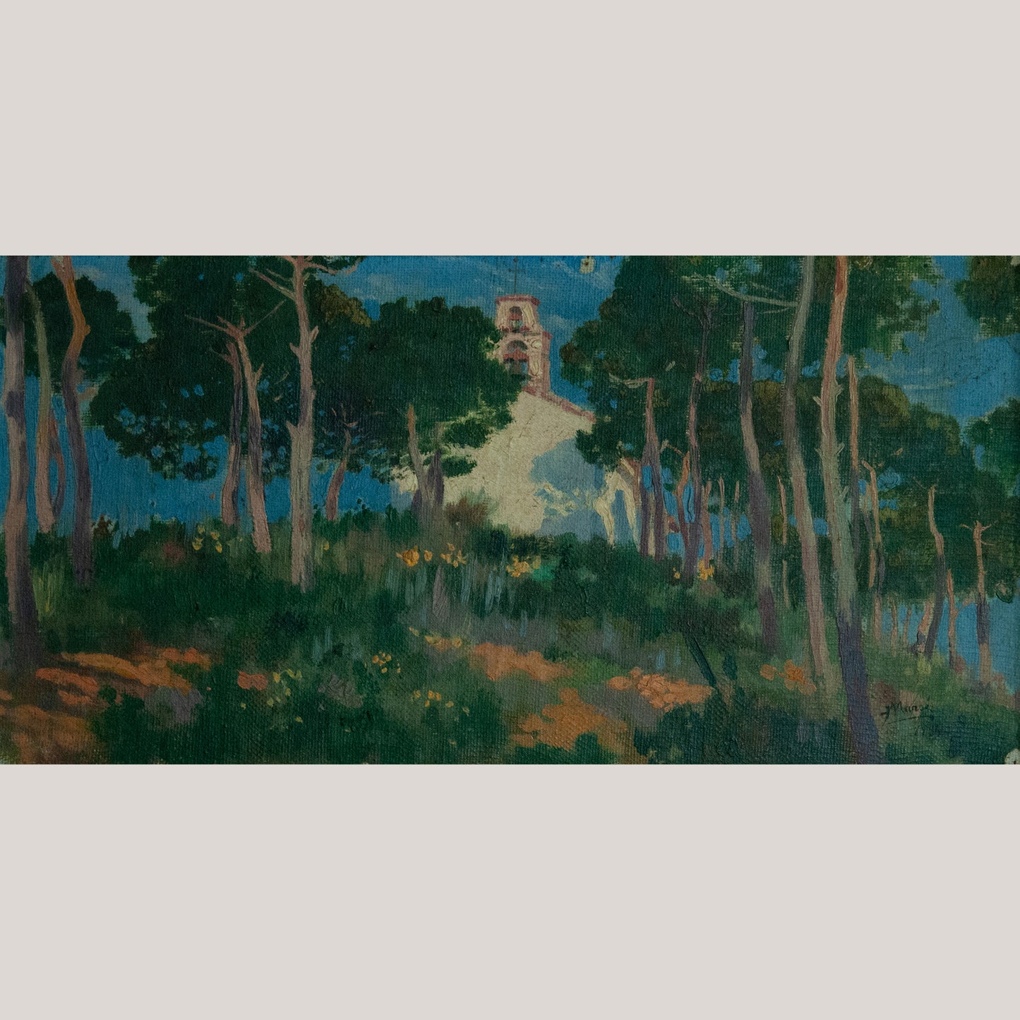 Chapel Among the Pine Trees – Colourist Oil on Canvas