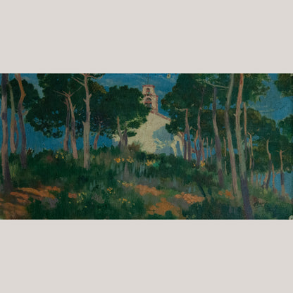 Chapel Among the Pine Trees – Colourist Oil on Canvas
