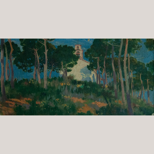 Chapel Among the Pine Trees – Colourist Oil on Canvas