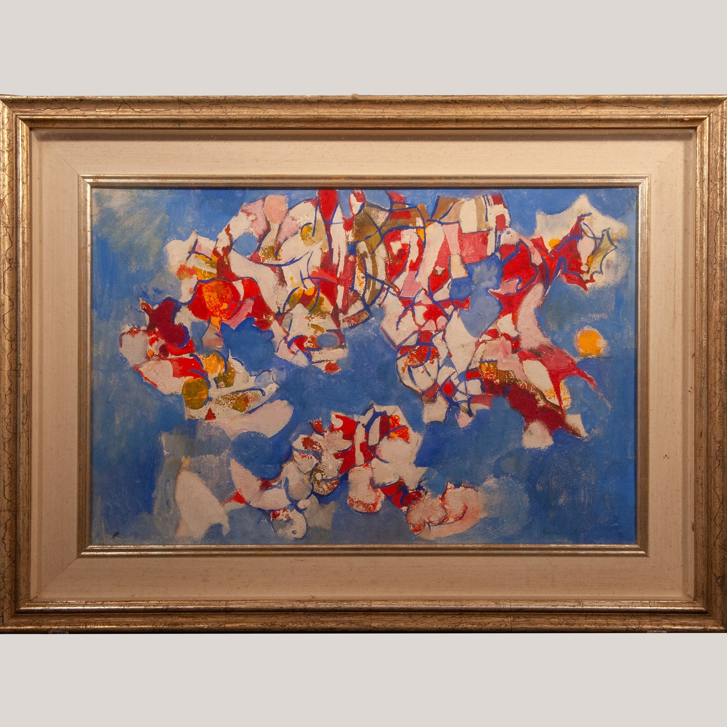 Abstract Composition in Blue and Red