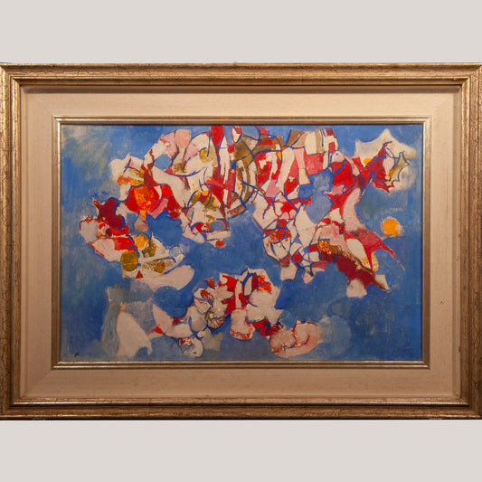 Abstract Composition in Blue and Red