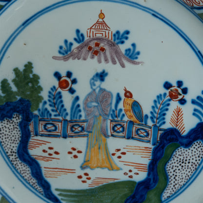 Chinoiserie Garden Scene Plate – Dutch Delft, c.1740