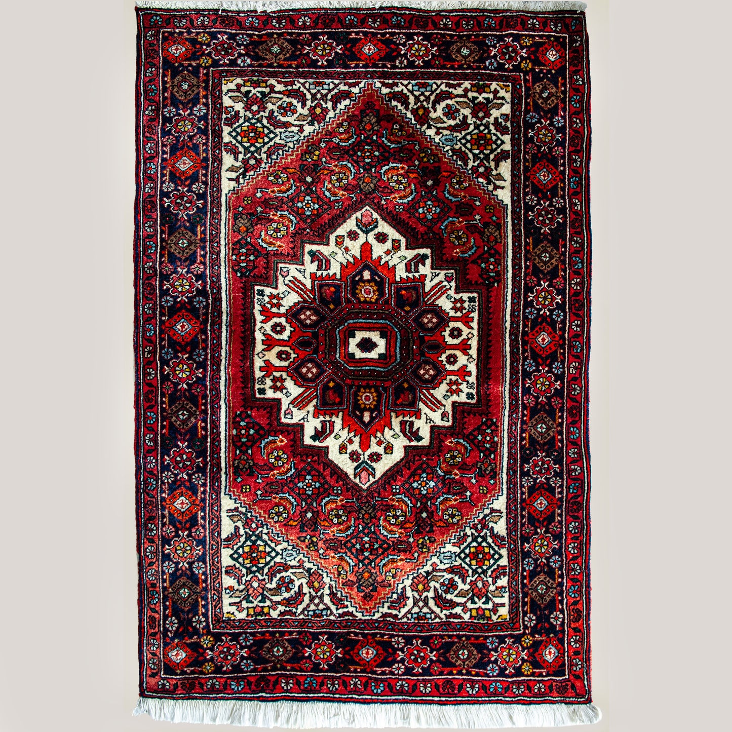 Hand-Knotted Vintage Persian Heriz Rug