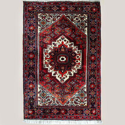 Hand-Knotted Vintage Persian Heriz Rug