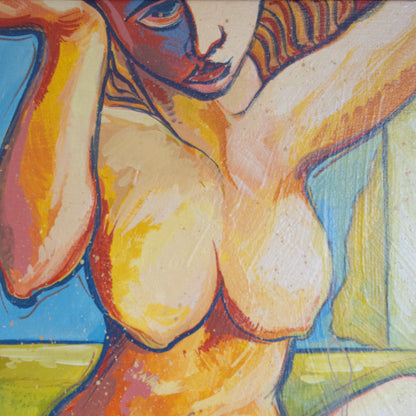Neo-expressionist female nude –  Oil on Canvas by Jesús López Sánchez