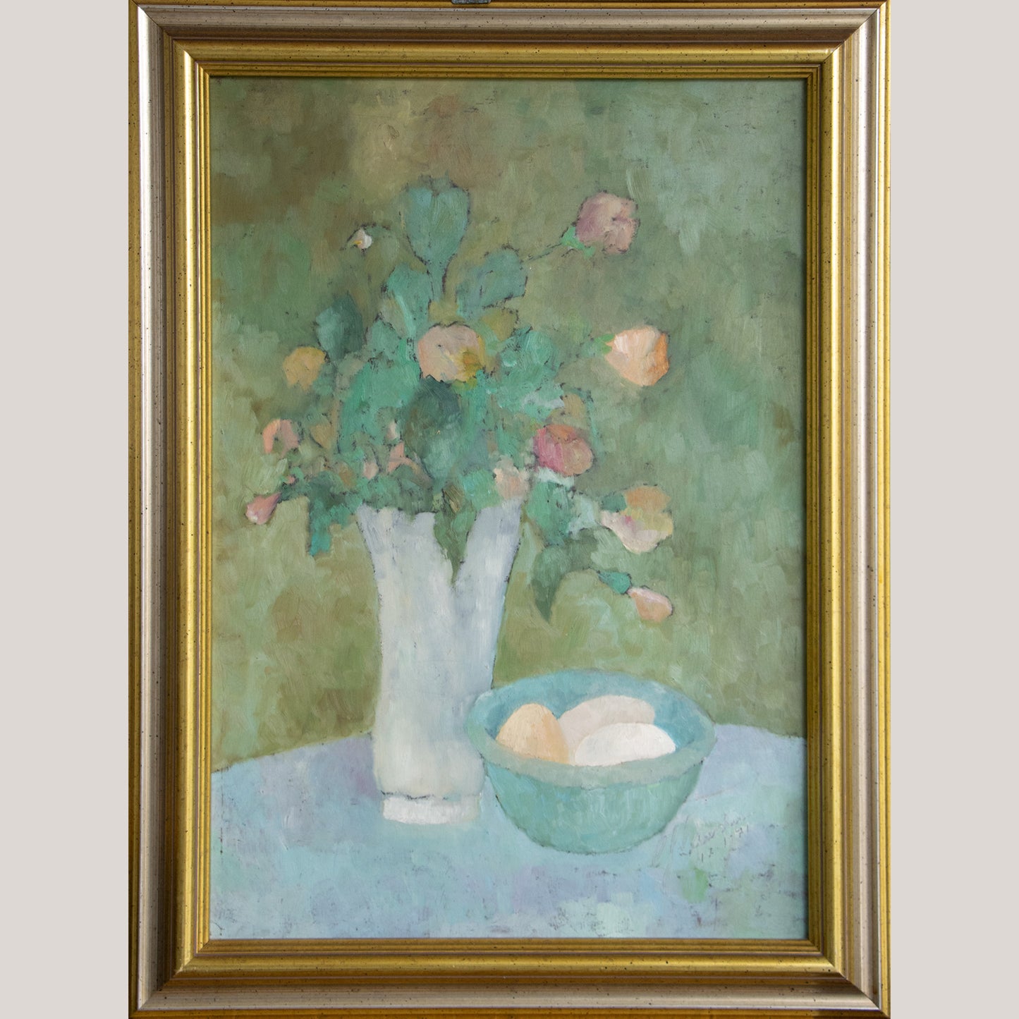 Impressionist Oil on Board – Floral Still Life with Vase